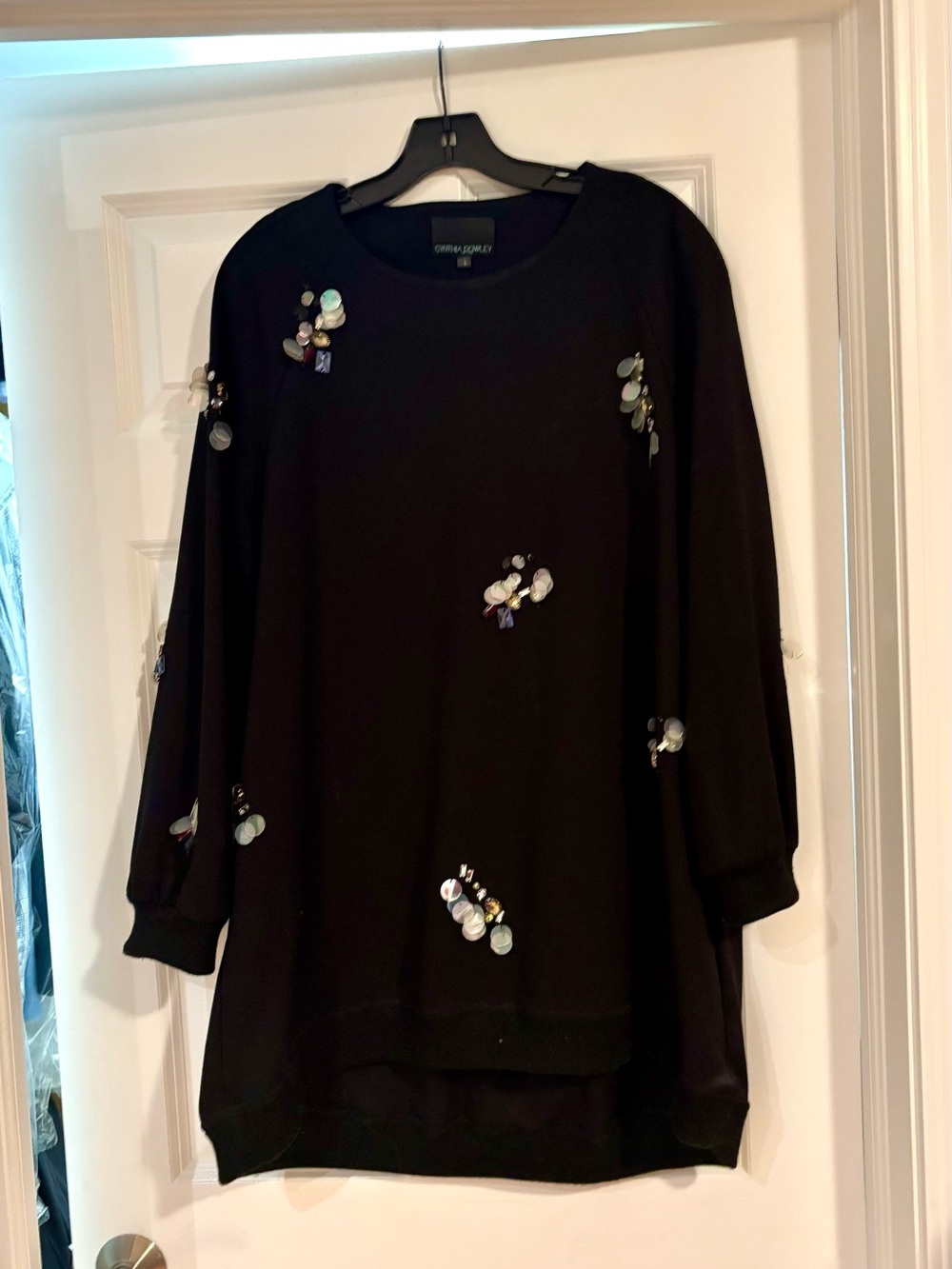 Cynthia Rowley long Black Top with Teal Logo Tag, excellent conditions - Picture 5 of 5